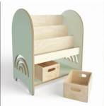 Montessori raamatukogu &ndash; puidust raamatu- ja m&auml;nguasjade riiul