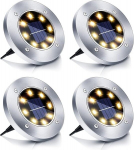 4 LED p&auml;ikesepatareiga aiavalgustit veekindlalt sooja valge