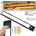 USB-laetav LED-valgusti LIVMAN BH-K32 liikumisanduri ja 3 valgustusv&auml;rvi režiimiga, 30cm