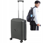 V&auml;ike tumehall ratastel kohver, kerge ja funktsionaalne, elegantne reisikohver pol&uuml;prop&uuml;leenist, 41 l, Wowbag 7900 S dark grey