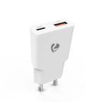 Toalaadija USB-C + USB-A, 30W, QuickCharge, valge