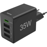 Hama laadija 35W PD USB-C + 3USB-A, must