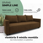 Klassikaline diivanvoodi Simple Line pesukastiga, Podrez, pruun