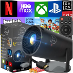 Projektor Kaasaskantav mini-LED-projektor Android TV-ga, WiFi, 4K tugi, p&ouml;&ouml;ratav, must