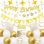 Elegantne kuldne s&uuml;nnip&auml;eva &otilde;hupallide komplekt Runyuzi kuldne valge 38 tk.