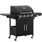 Gaasigrill BBQ 3 p&otilde;letiga &agrave; 3 kW, ratastega mobiilne grillik&auml;ru, 1 tk