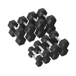 Spordikaubad, TUNTURI Platinum, kuusnurksete kummiga hantlite komplekt, 2,5&ndash;20 kg