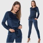 Naiste viskoosveluuri vabaajakomplekt Clarisa, sinine