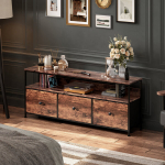 Televisiooni lauad LED-valgusega ja 3 kardinaga, 108 x 29,8 x 57 cm, pruunne