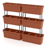 6 lillepoti komplekt 49x16x16cm, pruuni v&auml;rvi