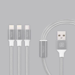 Recci Delicate RCS-H120 3 in 1 Micro USB + 2 x Lightning Kiire laadimine 1,2 m Hall