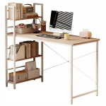 Noorte laud koos riiuliga, arvutiriiulid, helepruun, modernne loft