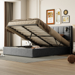 &Otilde;husurvevoodi, 160x200cm, lugemislambiga, eriti suure panipaigaga, samet, hall