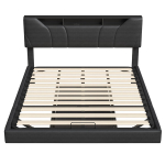 Pehme voodi LED-valgustuse, h&uuml;draulilise panipaiga ja USB-&uuml;hendusega, 160&times;200 cm, must