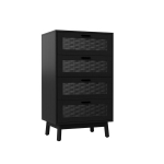 Rotangstiilis kummut 4 sahtliga &ndash; Must, kaasaegne disain