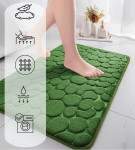 Vannitoavaip &bdquo;Stones&ldquo; &ndash; roheline, libisemiskindel ja pehme, 80 &times; 50 cm