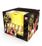 "GOLD BUON ANNO PARTY KIT" 10 inimesele (5 silinderk&uuml;barat, 5 krooni, 5 trompetit, 5 k&otilde;lavat puhkpilli, 1 rull 10 dekoratiivse paeltega)