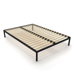 Voodiraam TOPESHOP BED ALU 140x200 metall, musta v&auml;rvi, puidust restid, modernne
