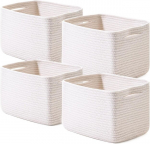 Puuvillast k&ouml;iest hoiukorvid riiulitele k&auml;epidemetega, 30,5 &times; 23,5 &times; 19,5 cm, 4 tk