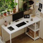 Arvutilaud, loft-stiilis valge, modernne, tugev, riiulitega, t&ouml;&ouml;stuslik laud