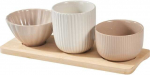 4-osaline bambusest serveerimiskomplekt, 8 cm kausid, bambusest alus