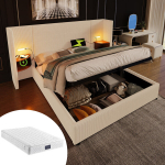 Kaheinimese pehme voodi &ouml;&ouml;kapi ja USB-C lugemislambiga 160x200 cm, madrats 1 tk