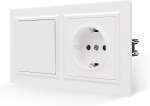 Kaasaegne Pistikupesa Ja L&uuml;liti Komplekt Topeltraamis Valge 157X86 Mm