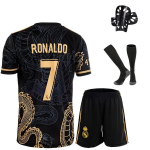 Retro Special Edition Must draakon laste jalgpallivormi komplekt Cristiano Ronaldo Madridi Real Mikalay 130-140 cm must