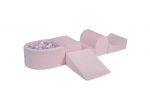 MeowBaby&reg; vahtpol&uuml;stri m&auml;ngukomplekt Heleroosa + 100 pallimeri: pastelroosa, l&auml;bipaistev, valge p&auml;rlmutter, hall