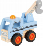 Puit puidust - Small Foot - Sinine t&otilde;stuk - Mobiilne kraana - Kummiratastega - FSC