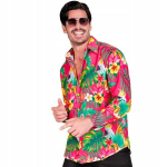 Meeste pikkade varrukatega s&auml;rk roosa Hawaiian Style Xxl