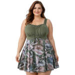 Ujumiskleit naistele tummy control sisseehitatud p&uuml;kstega Saitdress, roheline