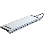 USB C dokk, 12 &uuml;hes, 100 W PD, USB 3.0/2.0