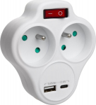 Kahekordne pistikupesa jaotur USB ja USB‑C laadijaga (2,4 A), Maclean