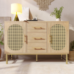 Rotangist kapp 120x40x74 cm, 3 sahtlit, 2 ust, kummut, reguleeritavad riiulid, Sonoma tamm