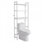 WC-i kohal asuv hoiuriiul, 63x26x170 cm, valge, bambus