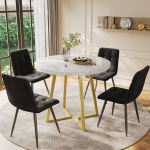 S&ouml;&ouml;gilaua- ja toolikomplekt SONNENH, 5-osaline, &uuml;mar 80 cm laud, kuldsed metalljalad