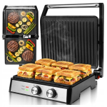 V&otilde;ileivagrill Elektriline grill-r&ouml;ster panini v&otilde;ileibade jaoks taimeriga 2500 W, Elektrinis grilis skrudintuvas panini sumu&scaron;tiniams su laikmačiu 2500 W