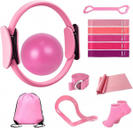Pilates komplekt, r&otilde;ngas, pall, 5 linti, sokid, 13 tk