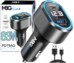 Autolaadija 65W USB-C PD QC3.0 pingeindikaatoriga, Automobilinis įkroviklis 65W USB-C PD QC3.0 su įtampos indikatoriumi