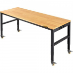 T&ouml;&ouml;laud, reguleeritava k&otilde;rgusega, 122x51x104 cm, pruun, t&auml;ispuidust pealispind