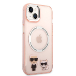 Karl Lagerfeld MagSafe Compatible Case Karl and Choupette for iPhone 14 Plus Pink
