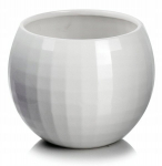 Keraamiline lillepoti &uuml;mbris, valge &uuml;mmargune pall, 16 cm