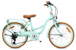 20-tolline t&uuml;drukute jalgratas Shimano 6 k&auml;iku, 6&ndash;8 aastastele, pakiraam, tugijalg, retro Flower Bike, m&uuml;ndiroheline., 20 colių mergaiti&scaron;kas vaiki&scaron;kas dviratis Shimano 6 pavaros, 6&ndash;8 metų, bagažinė, atraminė kojelė, retro &bdquo;Flower Bike&ldquo;, mėtinis.