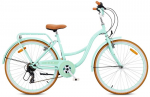 Naiste linnajalgratas 26 tolli, Shimano 7 k&auml;iku, pakiraam, seisujalg, Flower Retro bike piparm&uuml;ndiroheline
