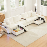 U-kujuline n&ouml;&ouml;pru diivan, 2 taburetti, LED, USB, 334x128.5x81 cm