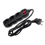 Pikendusjuhe Entac 3 pistikupesa, 1,5m, 16A l&uuml;litiga, must