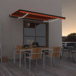 vidaXL automaatne varikatus, LED, tuuleandur, 450x350 cm, oranž/pruun, Oranž