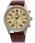 Meeste k&auml;ekell Orient Sports Chrono Leather Beige