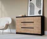 Kummut 3xEliving Demi 6 sahtliga 120 cm, V&auml;rvus: Must/Wotani tamm